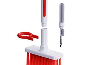 Hagibis Cleaning Soft Brush Keyboard Cleaner 5-in-1 Multi-Function Computer Cleaning Tools Kit Corner Gap Duster Keycap Puller for Bluetooth Earphones Lego Laptop Airpods Pro Camera Lens (Red)