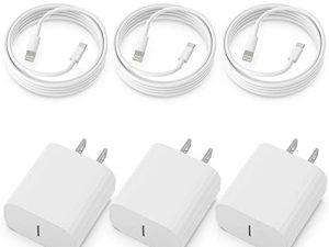 3 Pack [Apple MFi Certified] iPhone Fast Charger 20W PD USB C Wall Charger Adapter with 3 Pack 6FT Type C to Lightning Cable Compatible with iPhone 14/13 Pro/13/12/12 Mini/12 Pro Max/11 Pro Max