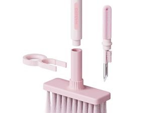 Hagibis Cleaning Soft Brush Keyboard Cleaner 5-in-1 Multi-Function Computer Cleaning Tools Kit Corner Gap Duster Keycap Puller Remover Multi Brush for PC Laptop Airpods Pro Camera Lens (Pink)