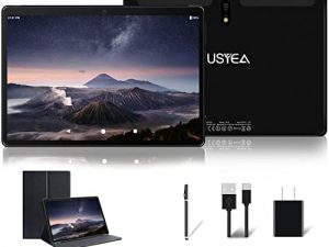 JUSYEA 2023 Android 11 Tablets 10.1 inch J5-W Tablets Octa-core- 4GB RAM + 64GB ROM Expandable 128GB-8000mAh Battery - 2.4G&5G WiFi —Metallic Body with Case&Stylus-Black