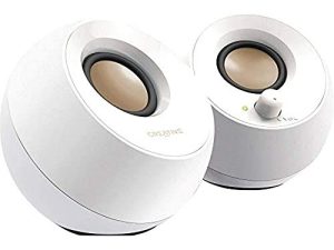Creative Pebble 2.0 USB-Powered Desktop Speakers with Far-Field Drivers and Passive Radiators for PCs and Laptops (White)