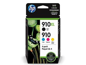 HP 910 / 910Xl (3Jb41an) Ink Cartridges (Cyan Magenta Yellow Black) 4-Pack in Retail Packaging