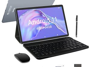 YESTEL Tablet 10 inch Android 11 Ultra-Strong Tablets Octa-Core | 4GB RAM 64GB ROM | FHD1920x1200 | 8000mAh | 13MP + 5MP| Bluetooth Keyboard | Wireless Mouse and More - Grey