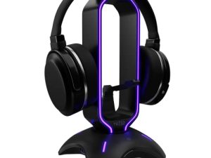Tilted Nation RGB Headset Stand and Gaming Headphone Stand for Desk Display with Mouse Bungee Cord Holder - Gaming Headset Holder with USB 3.0 Hub for Xbox
