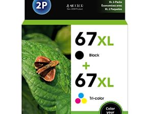 67XL Ink Cartridge Remanufactured Replacement for HP 67XL High-Yield Black Color Combo Pack for HP Envy 6000 6055 6055e 6400e 6455e 6458e Deskjet 2742e 2752e 2755e Envy Pro 6455 6458 2Pack