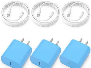 3 Pack [Apple MFi Certified] iPhone Fast Charger 20W PD USB C Wall Charger Adapter with 3 Pack 6FT Type C to Lightning Cable Compatible with iPhone 14/13 Pro/13/12/12 Mini/12 Pro Max/11 Pro Max