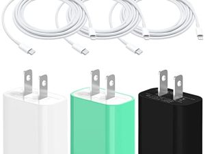 3 Pack [Apple MFi Certified] iPhone Charger 20W PD USB C Wall Fast Charger Adapter with 3 Pack 6FT Type C to Lightning Cable Compatible with iPhone 14/13 Pro/13/12 Mini/12 Pro Max/11 Pro Max/XS Max/XS