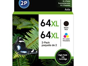64XL Ink Cartridge Replacement for HP 64XL Ink Remanufactured Black and Color Combo Pack for Envy Photo 7858 7855 7120 7155 7158 7164 6255 6252 6232 Envy Inspire 7950e Tango Series Printer (2-Pack)