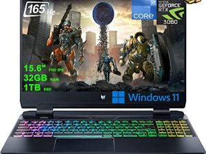 Acer Predator Helios 300 15 Gaming Laptop 15.6" FHD IPS 165Hz Display 12th Gen Intel 14-Core i7-12700H 32GB RAM 1TB SSD GeForce RTX 3060 6GB RGB Backlit USB-C Thunderbolt MiniDP Win11 + HDMI Cable