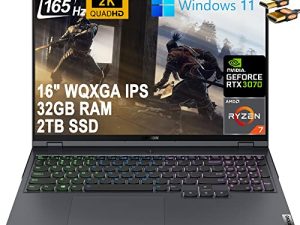 Lenovo Legion 5 Pro Gaming Laptop 16" WQXGA 2K IPS 165Hz 500nits AMD Octa-Core Ryzen 7-5800H (Beats i9-10885H) 32GB RAM 2TB SSD GeForce RTX 3070 8GB RGB Backlit USB-C Nahimic Win11 + HDMI Cable