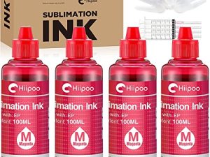 Hiipoo Sublimation Ink Refilled Bottles Work with WF7710 ET2760 ET2720 ET2803 ET2800 ET15000 C88 C88+ Inkjet Printer Heat Press Transfer on Mugs Plates T-Shirts Pillows Phone Case (4M)