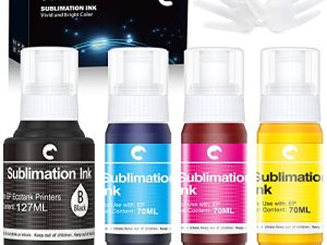 Hiipoo Sublimation Ink for EcoTank Supertank Inkjet Printer ET-2400 ET-2720 ET-2760 ET-2800 ET-2803 ET-2830 ET-4800 ET-3760 ET-2850 ET-7720 ET-15000 /Upgrade Version/Offer Free ICC Printing