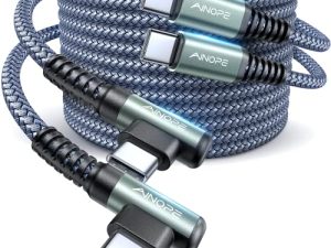 USB C to USB C Cable 60W 2-Pack 6.6ft AINOPE Type C to Type C Cable Fast Charging Cable Charger Right Angle Compatible With Samsung S22 S21 S20 Note 20 Ultra