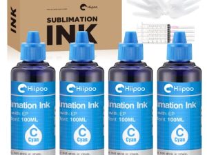 Hiipoo Sublimation Ink Refilled Bottles Work with WF7710 ET2760 ET2720 ET2803 ET2800 ET15000 C88 C88+ Inkjet Printer Heat Press Transfer on Mugs Plates T-Shirts Pillows Phone Case