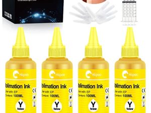 Hiipoo Sublimation Ink Refill for C88 C88+ WF7710 WF7820 ET2720 ET15000 ET2760 ET2750 ET4700 ET-2800 ET-2803 ET-2850 Inkjet Printers Heat Press Transfer on Mugs Bag T-Shirts Pillows Phone Case (4Y)