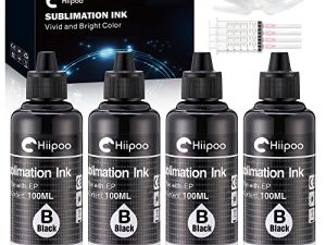 Hiipoo Sublimation Ink Refilled Bottles Work with WF7710 ET2760 ET2720 ET2803 ET2800 ET15000 C88 C88+ Inkjet Printer Heat Press Transfer on Mugs Plates T-Shirts Pillows Phone Case