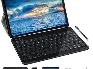 JUSYEA 2022 Android 10 Tablet 10.1 inch J5-W Tablets Ultra-Portable - RAM 4GB | 64GB Expandable - 8000mAh Battery - WiFi —Mouse | Keyboard and More -Black