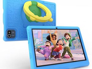 Kids Tablet 10.1" HD Touchscreen Eye Protection LCD Android 10 Tablets Quad Core Processor 6000mAh Battery Full Google Services WiFi Bluetooth Dual Cameras Shockproof Case (Blue)