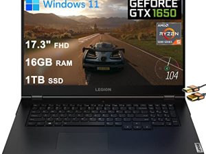 Lenovo Legion 5 17 Gaming Laptop 17.3" FHD IPS Display AMD 6-Core Ryzen 5 5600H (Beats i7-10750H) 16GB RAM 1TB SSD GeForce GTX 1650 4GB Backlit USB-C Nahimic Win11 + HDMI Cable