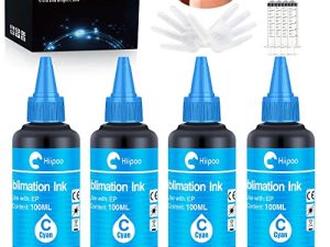 Hiipoo Sublimation Ink Refill for C88 C88+ WF7710 WF7820 ET2720 ET15000 ET2760 ET2750 ET4700 ET-2800 ET-2803 ET-2850 Inkjet Printers Heat Press Transfer on Mugs Bag T-Shirts Pillows Phone Case (4C)
