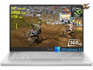 ASUS ROG Zephyrus G14 Gaming Laptop 14" FHD IPS 144Hz Display AMD Ryzen 5000 Series Octa-Core Ryzen 7 5800HS (Beats i7-11370H) 24GB RAM 1TB SSD GeForce RTX 3060 6GB Backlit USB-C Win11 + HDMI Cable