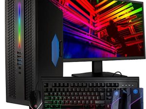 HP EliteDesk 800G1 Small RGB Desktop Computer (SFF) | Quad Core Intel i5 (3.2GHz) | 16GB DDR4 RAM | 500GB SSD + 1TB HDD | 5G-WiFi + Bluetooth | Windows 10 Pro | 24in Monitor | RGB Desk Kit (Renewed)