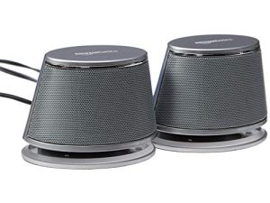 Amazon Basics USB Plug-n-Play Computer Speakers for PC or Laptop - 1 Pair (2 Speakers)